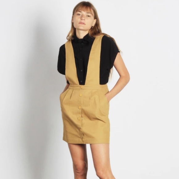 khaki skirt overalls